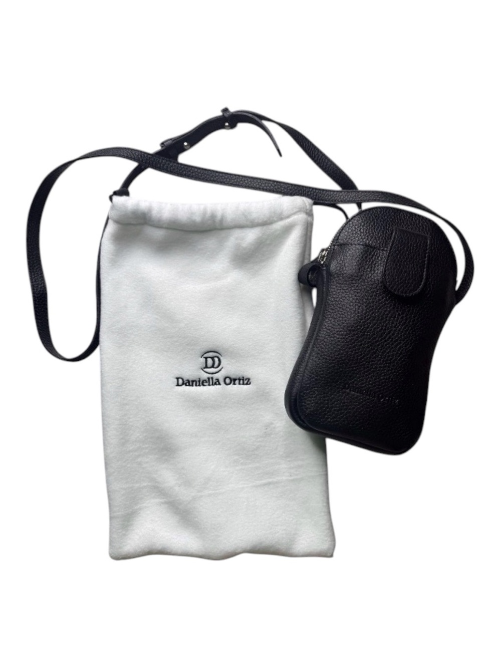 NWT Daniella Ortiz Tessa Slim Black Leather Crossbody Bag – $345 MSRP